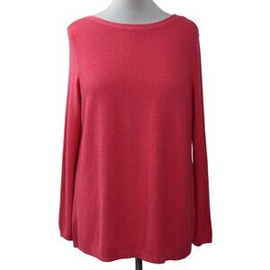 Talbots Sweater Womens XL Waffle Knit Long Sleeve Pink